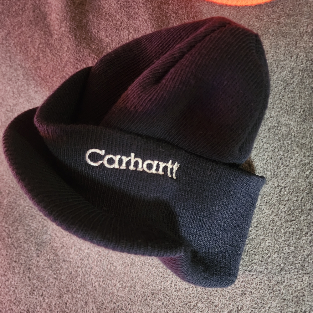 Carhartt Vintage Navy Blue Embroidered Visor Beanie Rare